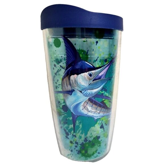 TERVIS 16 oz Guy Harvey Blue Marlin Tumbler with Blue Lid - Picture 4 of 7